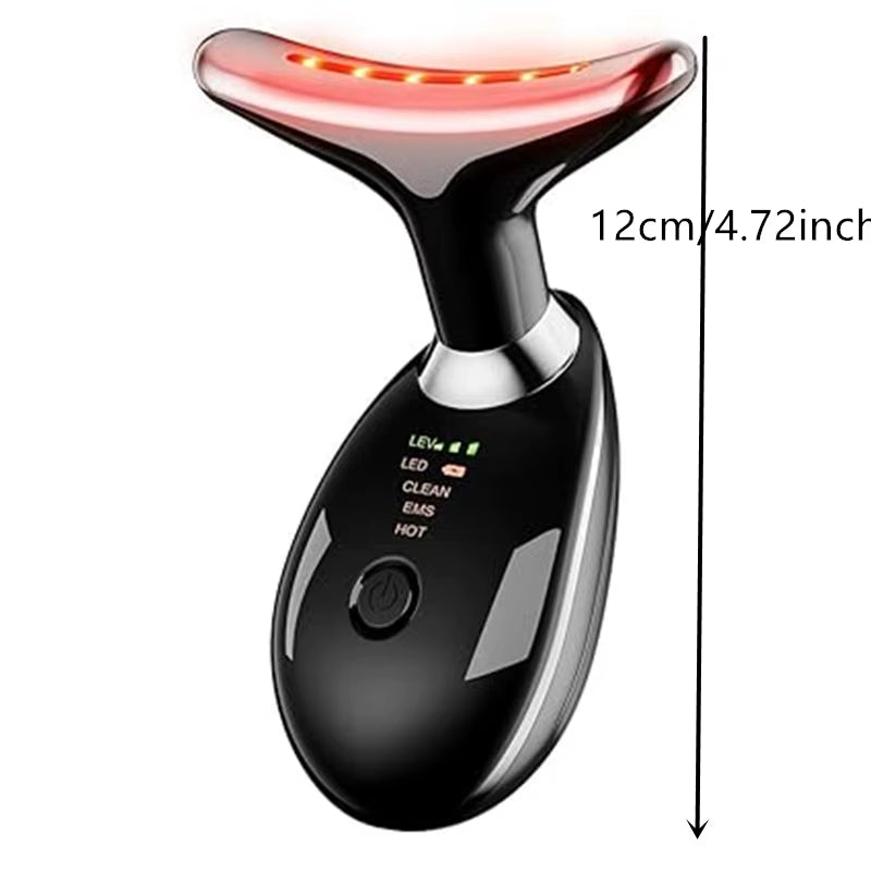 Rechargeable LED Tricolor Facial and Neck Massage Instrument Firming and Tightening Face and Neck Skin Beauty Skin Care Tool