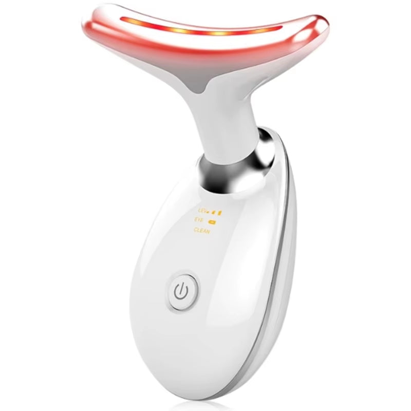 Rechargeable LED Tricolor Facial and Neck Massage Instrument Firming and Tightening Face and Neck Skin Beauty Skin Care Tool