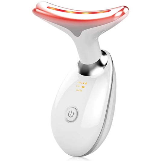 Rechargeable LED Tricolor Facial and Neck Massage Instrument Firming and Tightening Face and Neck Skin Beauty Skin Care Tool