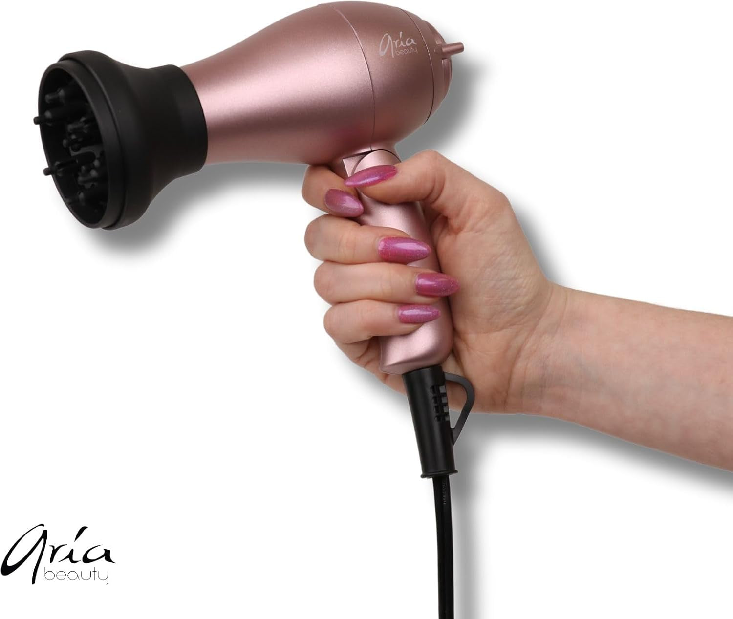 Mini Blow Dryer - Compact Travel Blow Dryer with Two Heat Settings - Negative Ions for Quick Drying, Frizz, and Static - Rose Gold - 1 Pc