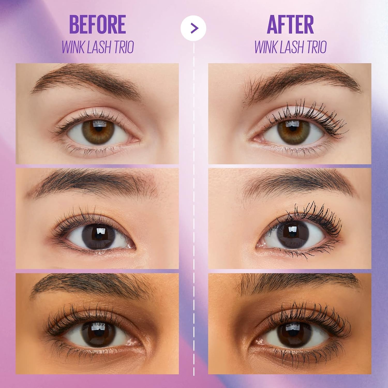 WINK LASH TRIO | Multi-Tasking Mascara Trio | Volumizing, Lengthening, and Clear Mascaras | K-Beauty, Vegan, Cruelty-Free