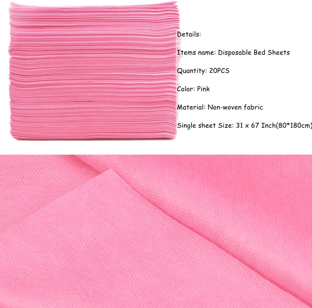 60 Pcs Massage Bed Sheets 31.4X70.8 Disposable Massage Table Cover Pink Microfiber Linens for Spa Professional Massage Tables Tattoo Lash Beauty Hotel Esthetician - Oil Proof & Waterproof