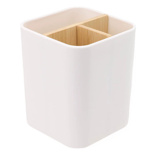 Bathroom Toothbrush Holder 3 Slots Wooden Toothpaste and Pen Holder Storage Box Toothpaste Toothbrush Stand Bathroom Accessories