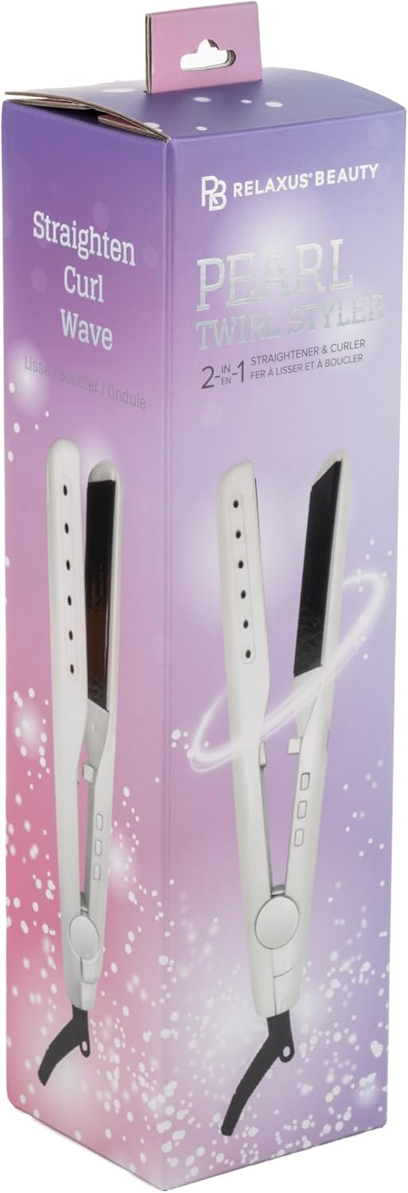 BEAUTY  Pearl Twirl Styler 2-In-1 Hair Straightener and Curler with Ceramic Plates, Digital Display, Dual Voltage - Cream