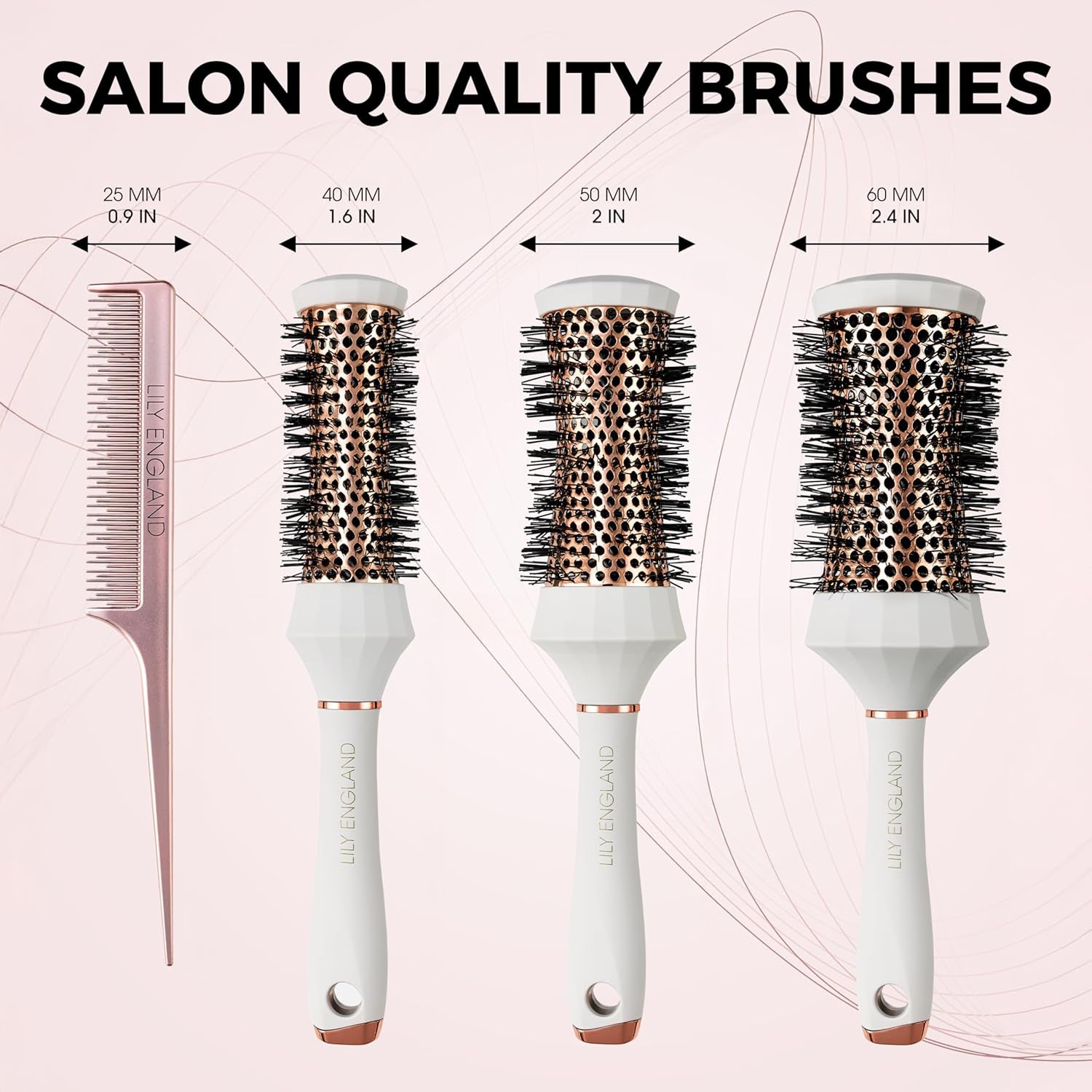 round Hair Brush Set, 4 Pieces Professional Blow Dry Kit with 3 round Brushes and Comb for Styling, Beauty Gift Sets for Women