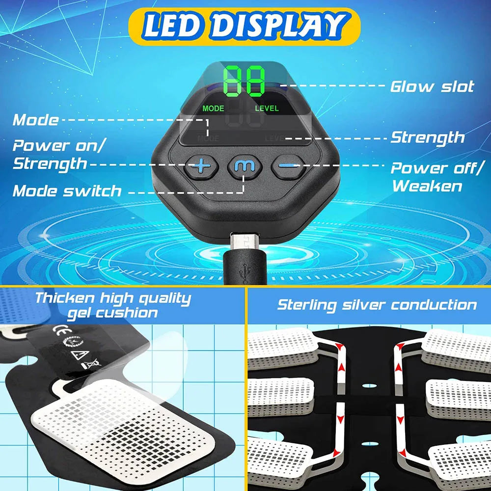 Stylique Glow™ EMS Abs Trainer – Smart Abdominal Muscle Stimulator for Home Fitness & Toning