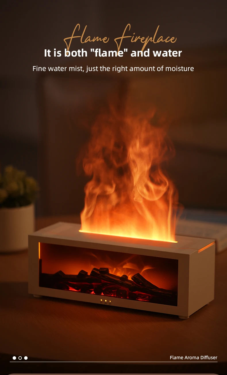 Stylique Glow Flame Aroma Diffuser – LED Fireplace Humidifier with Remote & Essential Oil Function