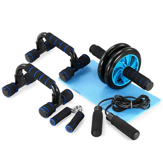 Stylique Glow™ Elite 5-in-1 Home Workout Set – Ab Wheel, Push-Up Stand & Core Strength Training Kit
