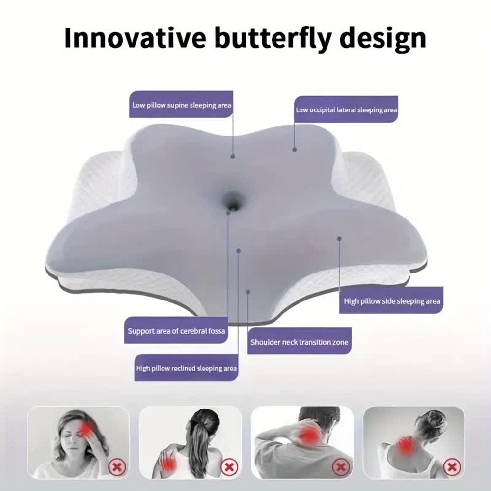Stylique Glow™ Butterfly Memory Foam Pillow – Orthopedic Neck Relief for Deep Sleep Comfort