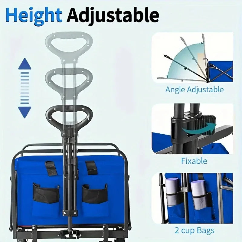 Heavy Duty Foldable Wagon Cart – Multipurpose Utility Trolley for Shopping, Gardening & Pet Travel | Stylique Glow