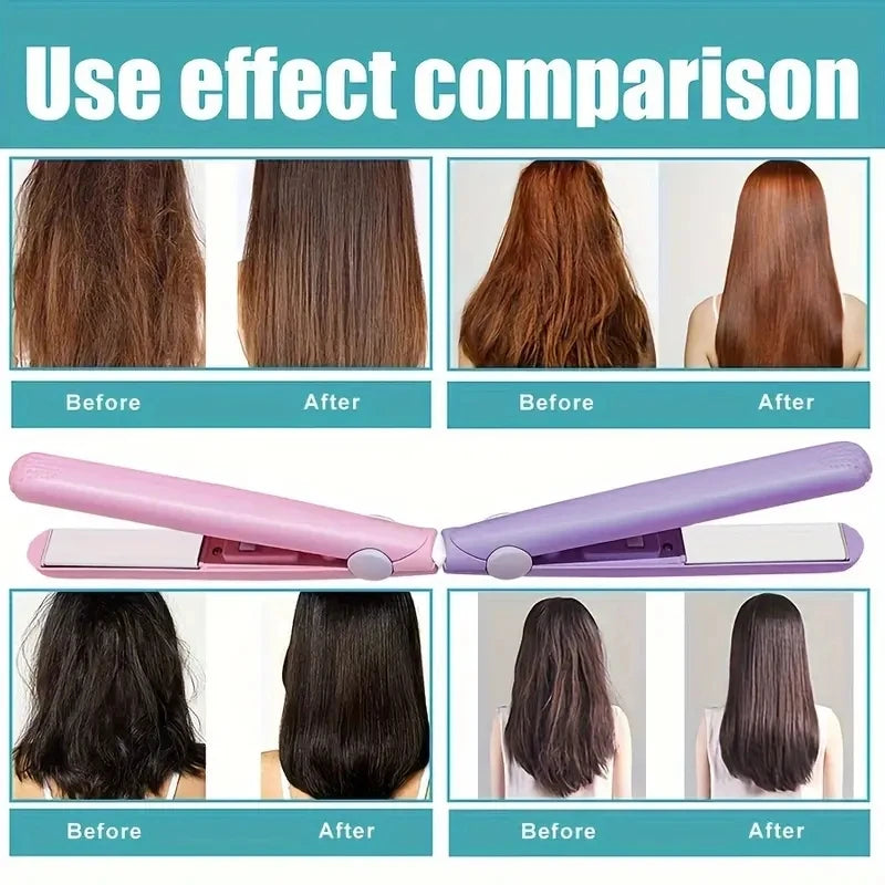 Stylique Glow™ Mini Ceramic Hair Straightener – Dual-Use Curler & Portable Beauty Tool