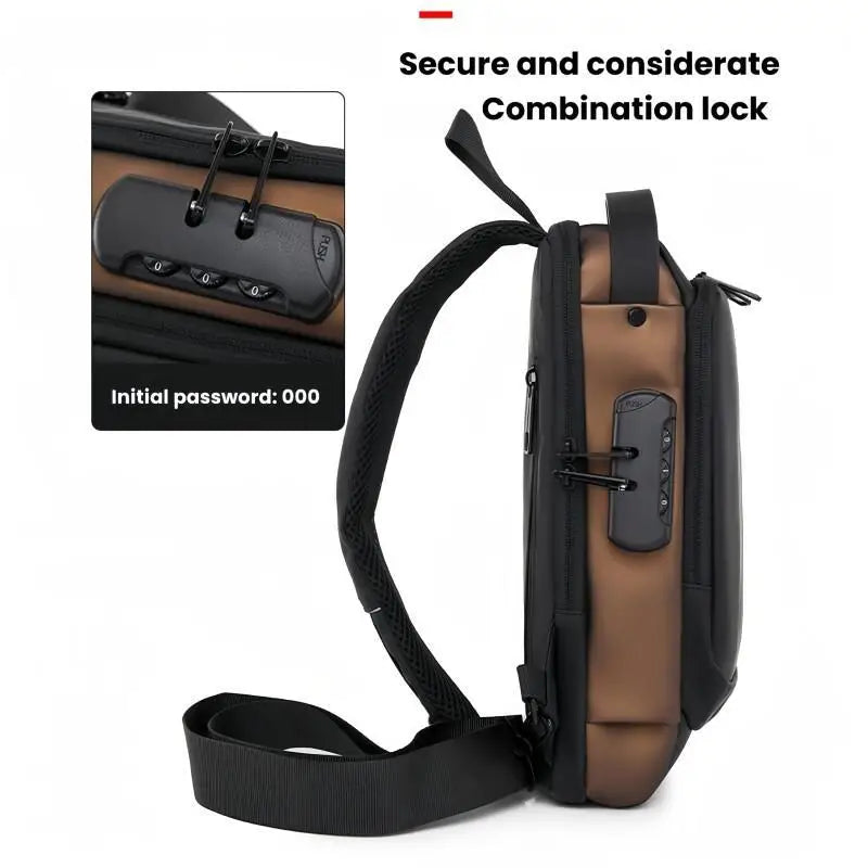 Stylique Glow™ Anti-Theft Urban Crossbody – Men's Oxford Chest Sling Bag for Commute & Casual Style