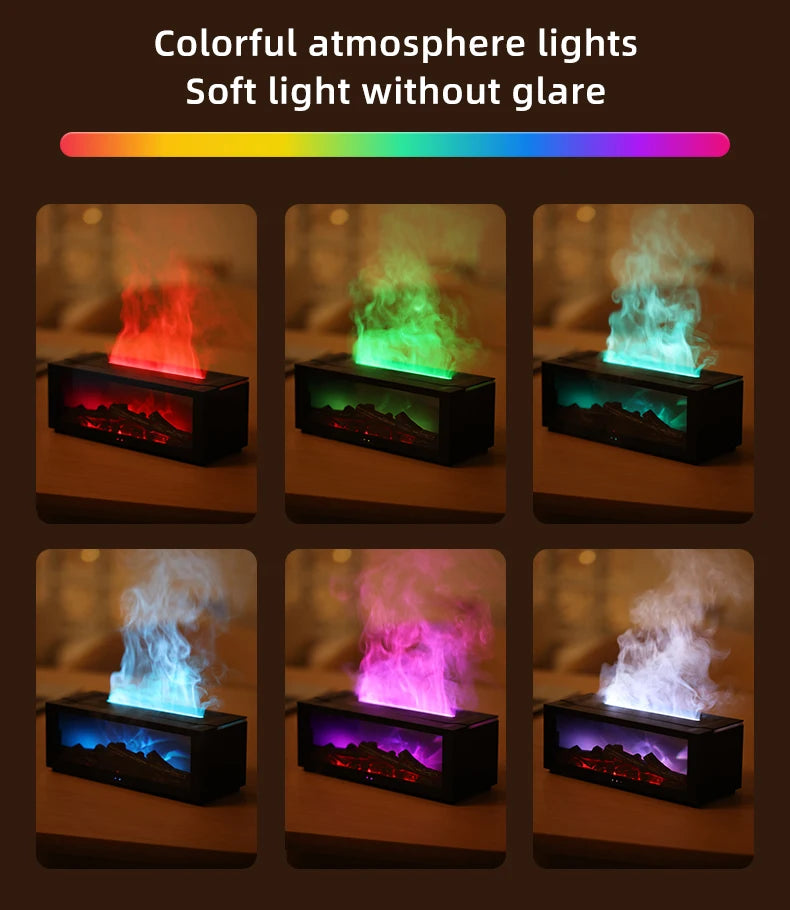 Stylique Glow Flame Aroma Diffuser – LED Fireplace Humidifier with Remote & Essential Oil Function