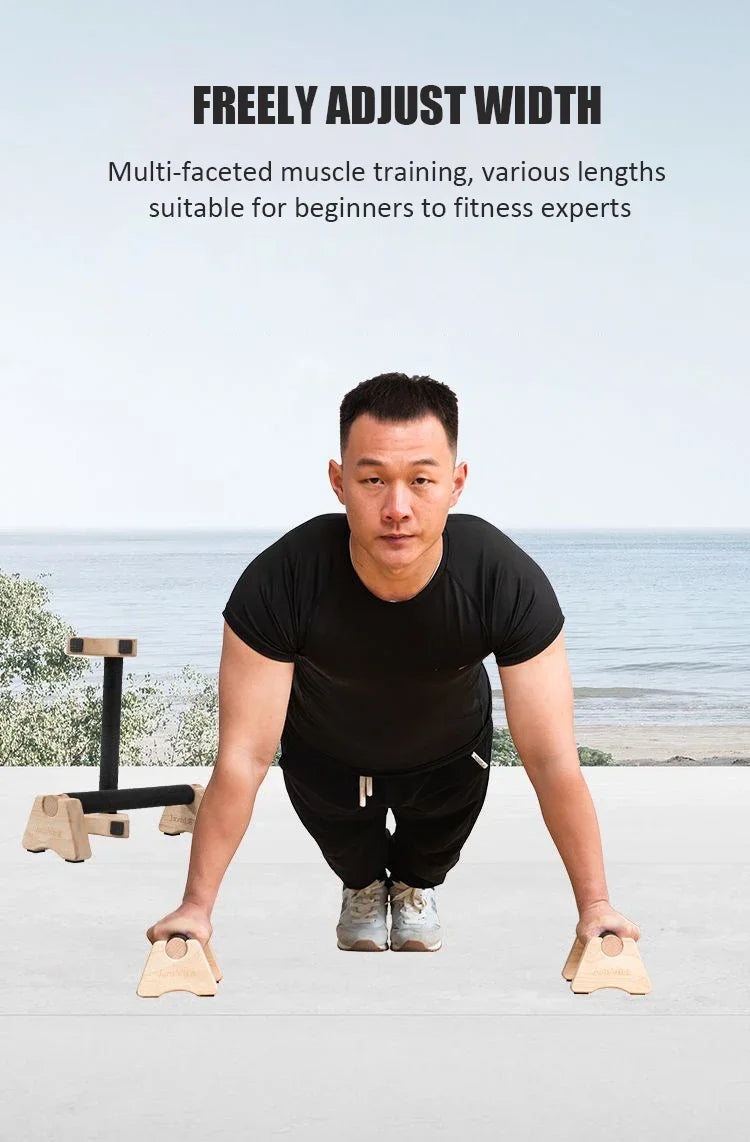 Stylique Glow™ Premium Wooden Push-Up Stand – Non-Slip Beech Wood Parallettes for Home Strength & Calisthenics Training