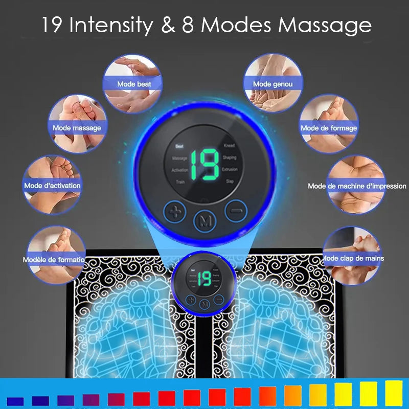 Stylique Glow™ Smart EMS Foot Massager Pad – Rechargeable Muscle Relaxation for Home & Travel