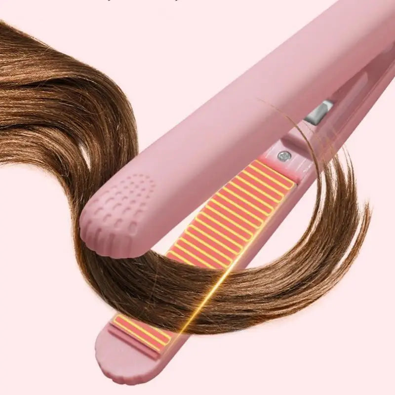 Stylique Glow™ Mini Ceramic Hair Straightener – Dual-Use Curler & Portable Beauty Tool