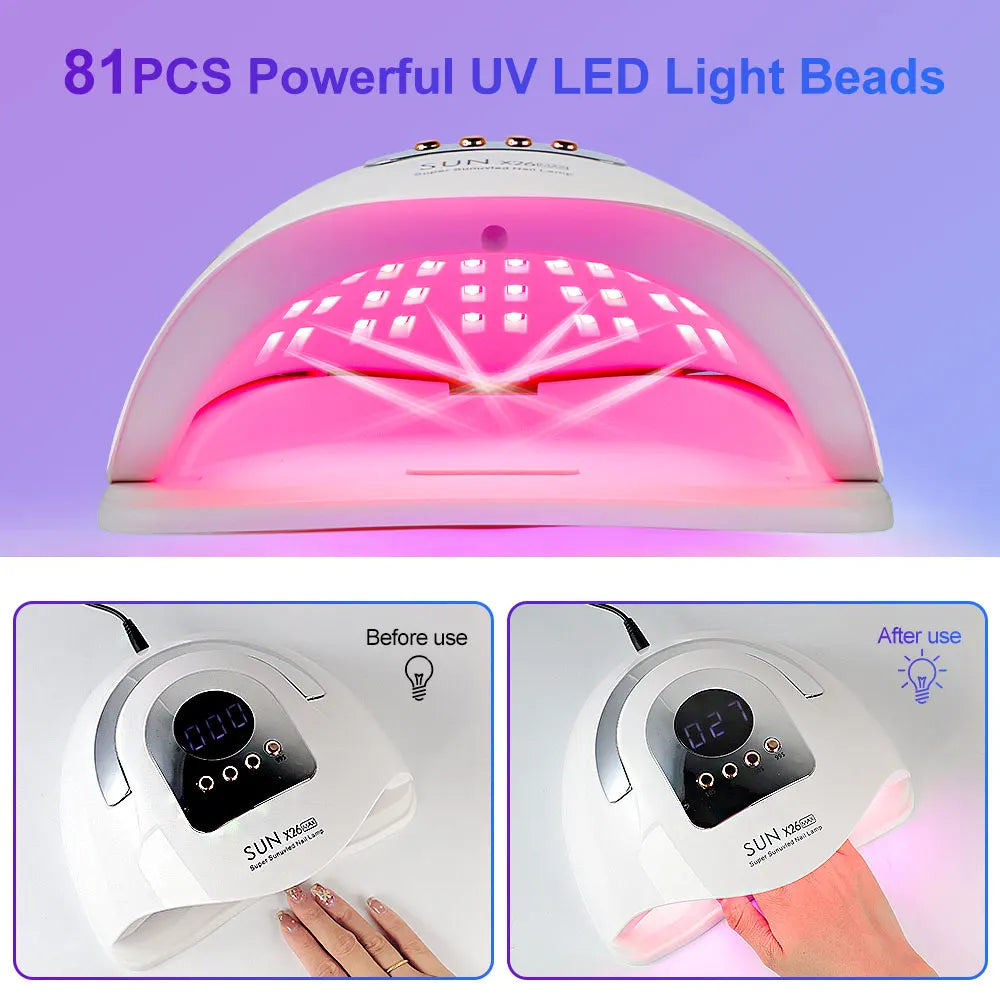 Stylique Glow™ X26Max 81LED UV Nail Lamp – Professional Gel Nail Dryer with Timer & Sensor