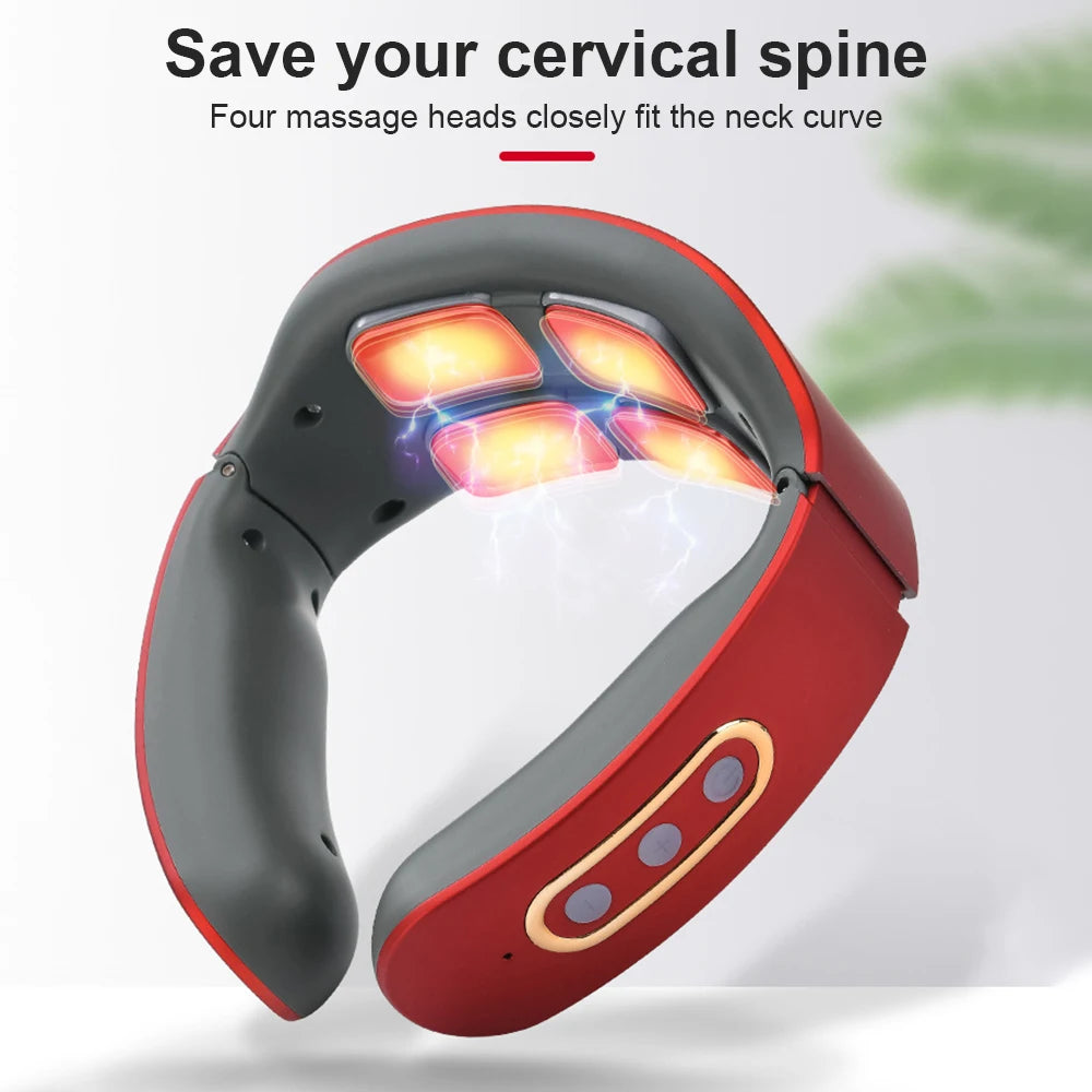 Stylique Glow™ Smart Pulse Neck Massager – Heated 4-Head TENS Cervical Therapy