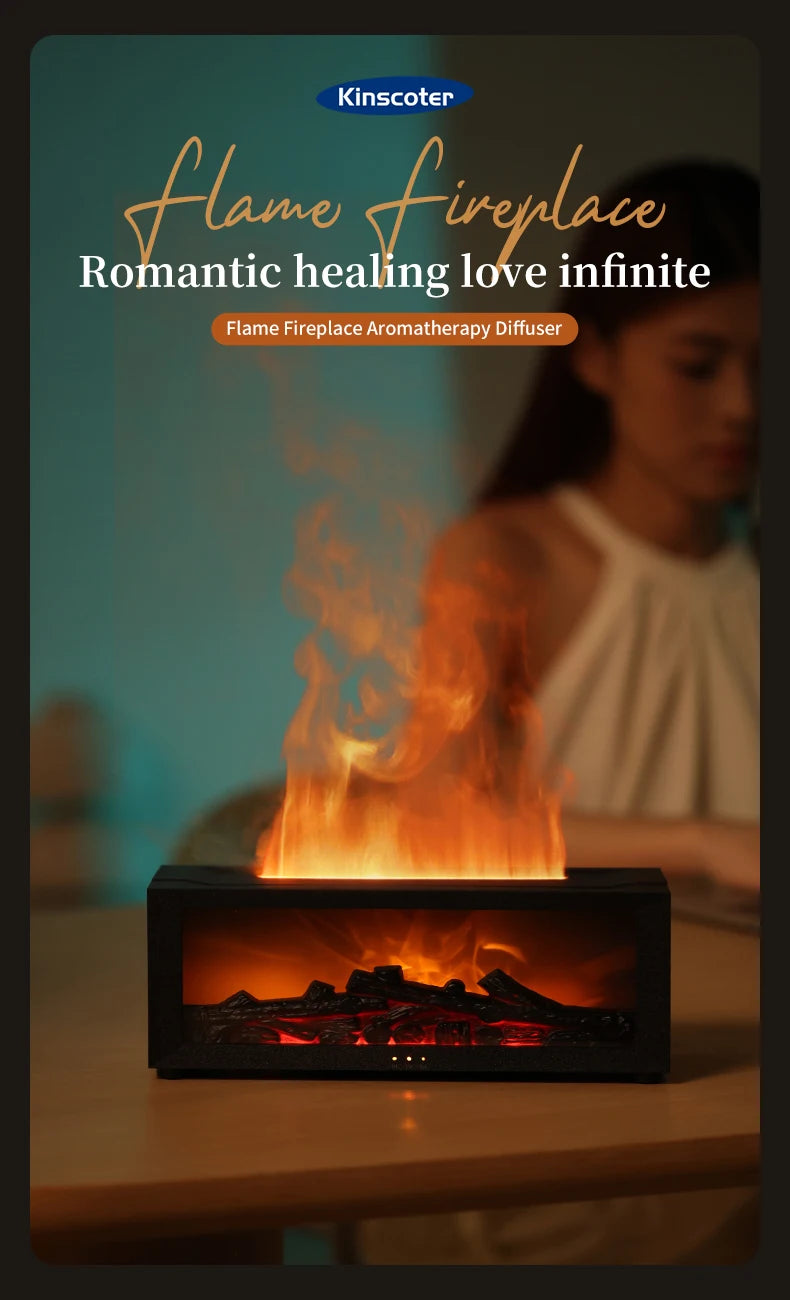 Stylique Glow Flame Aroma Diffuser – LED Fireplace Humidifier with Remote & Essential Oil Function