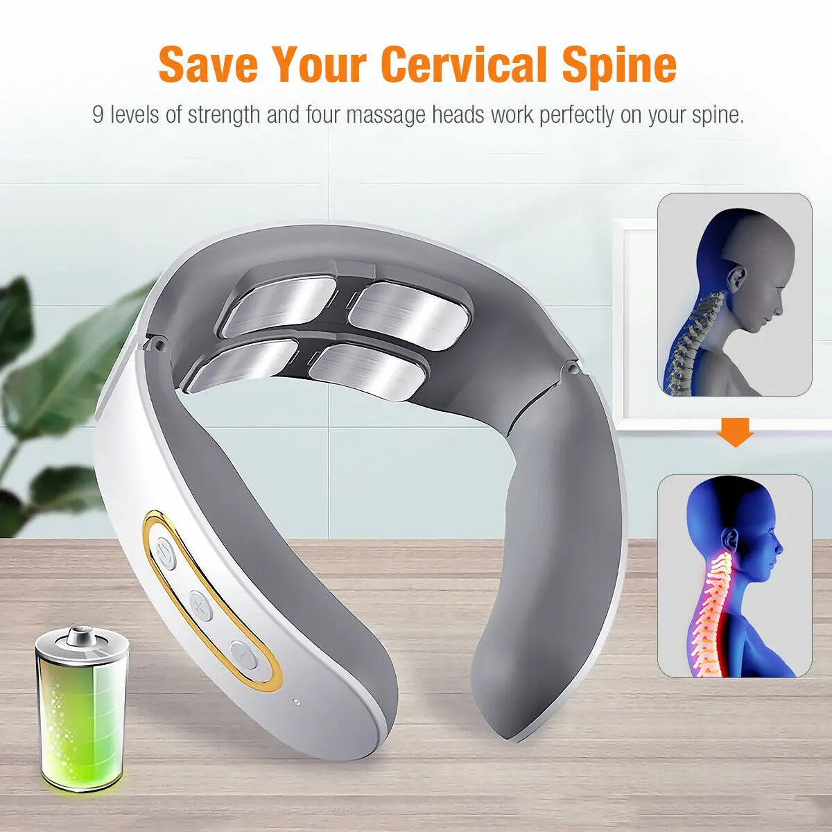 Stylique Glow™ Smart Pulse Neck Massager – Heated 4-Head TENS Cervical Therapy