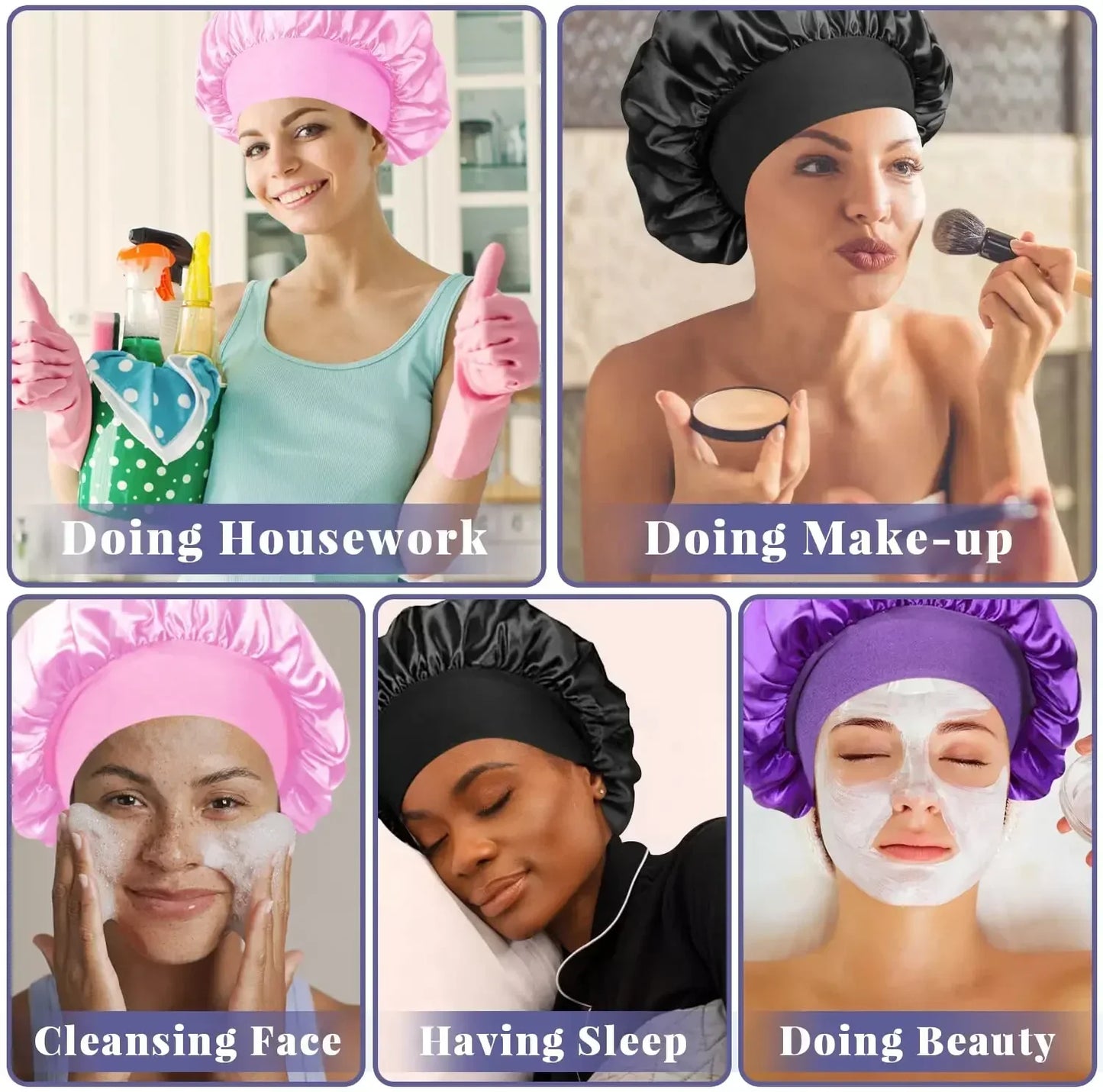 Stylique Glow™ Luxe Silk Sleep Bonnet – Satin Lined Hair Protection for Long & Curly Hair