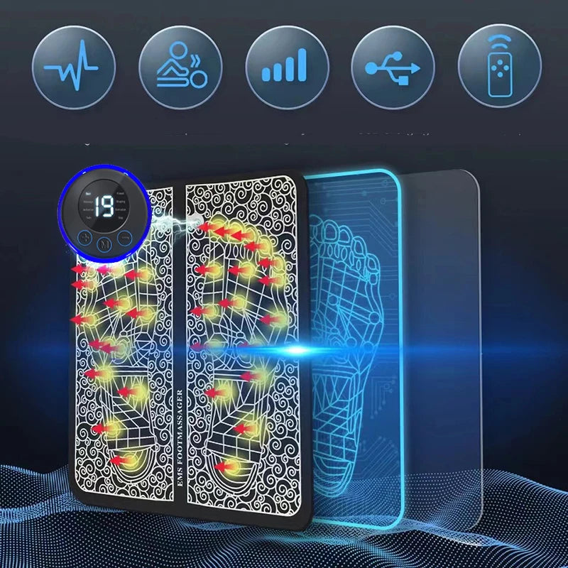 Stylique Glow™ Smart EMS Foot Massager Pad – Rechargeable Muscle Relaxation for Home & Travel