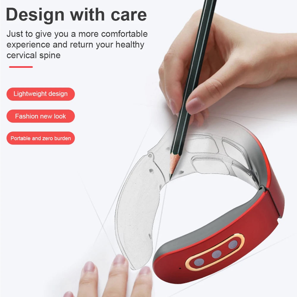 Stylique Glow™ Smart Pulse Neck Massager – Heated 4-Head TENS Cervical Therapy