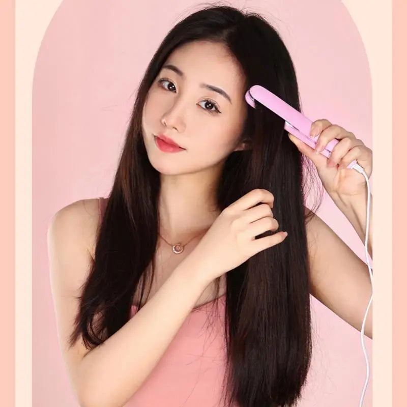 Stylique Glow™ Mini Ceramic Hair Straightener – Dual-Use Curler & Portable Beauty Tool