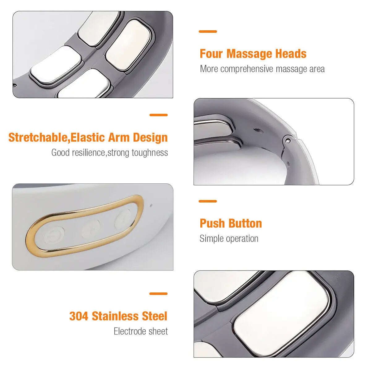 Stylique Glow™ Smart Pulse Neck Massager – Heated 4-Head TENS Cervical Therapy