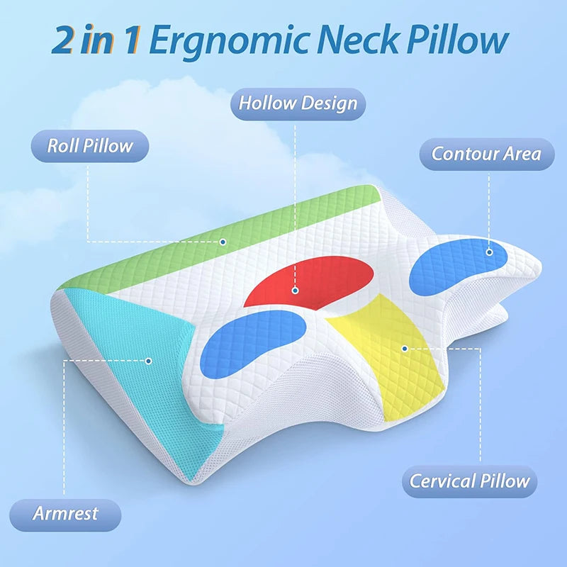 Stylique Glow™ 2-in-1 Orthopedic Memory Foam Pillow – Premium Contour Neck Support for Pain-Free Sleep