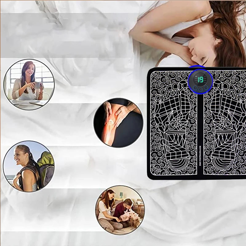 Stylique Glow™ Smart EMS Foot Massager Pad – Rechargeable Muscle Relaxation for Home & Travel