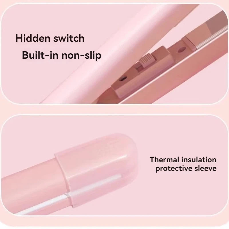 Stylique Glow™ Mini Ceramic Hair Straightener – Dual-Use Curler & Portable Beauty Tool