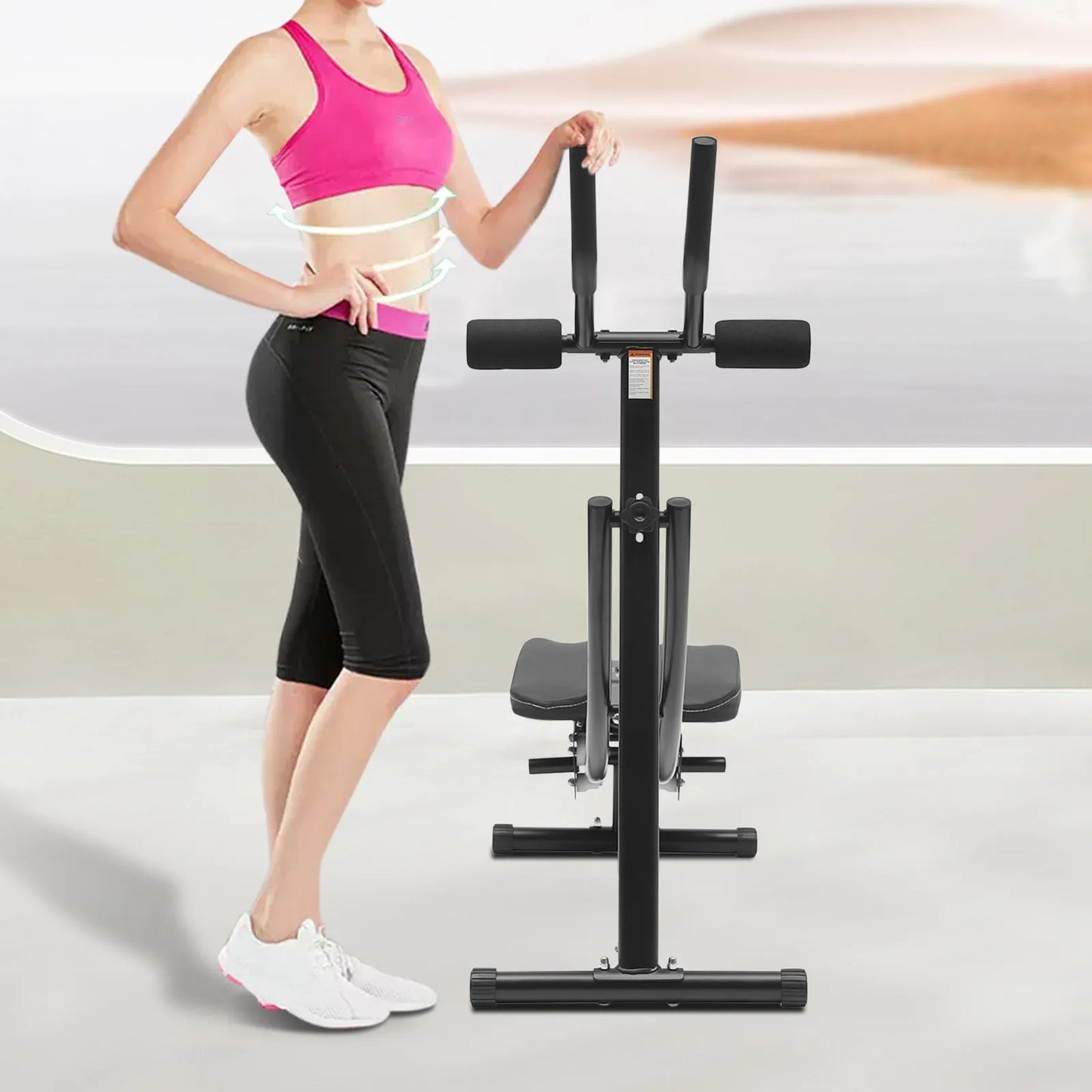 Stylique Glow™ Foldable Ab Machine – 330lbs Core Sculptor for Luxury Home Fitness