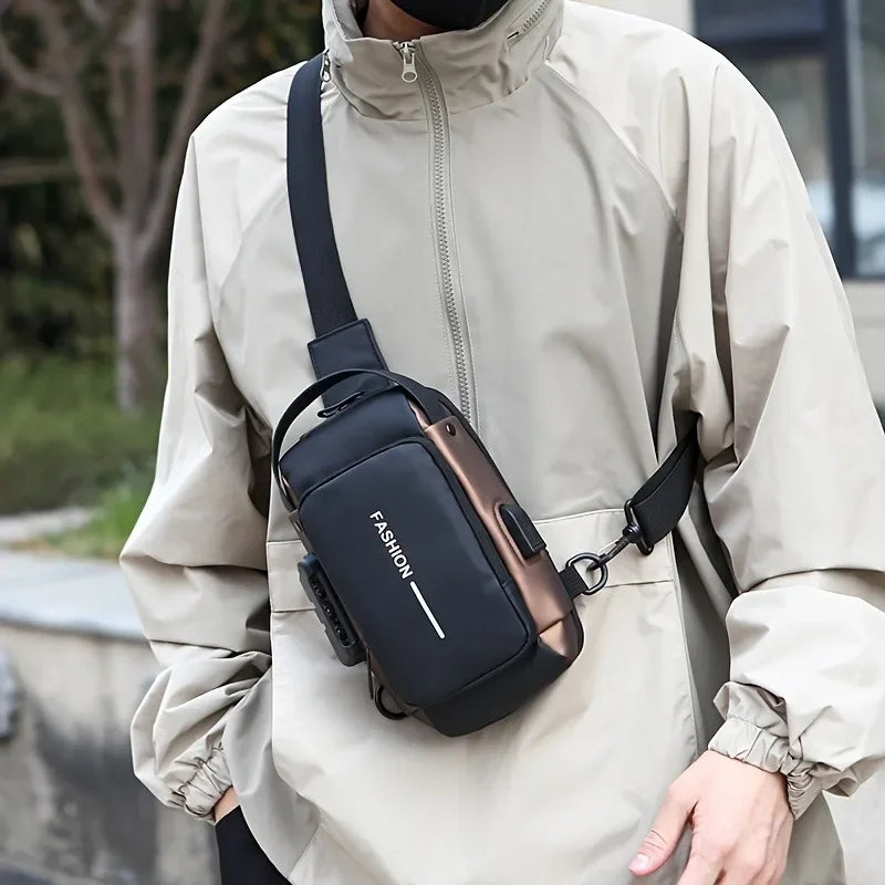 Stylique Glow™ UrbanEdge Sling Bag – Waterproof Men's Crossbody Chest Pack with Phone Pocket