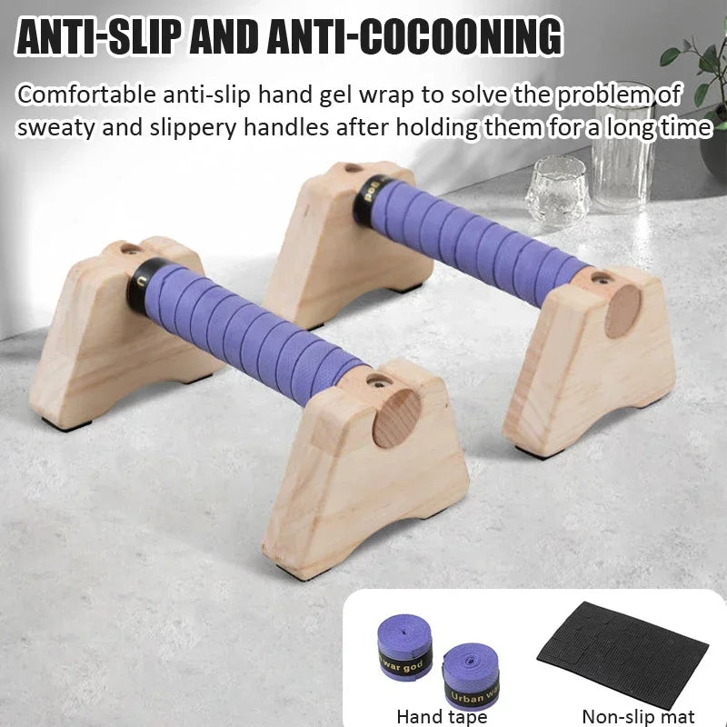 Stylique Glow™ Premium Wooden Push-Up Stand – Non-Slip Beech Wood Parallettes for Home Strength & Calisthenics Training