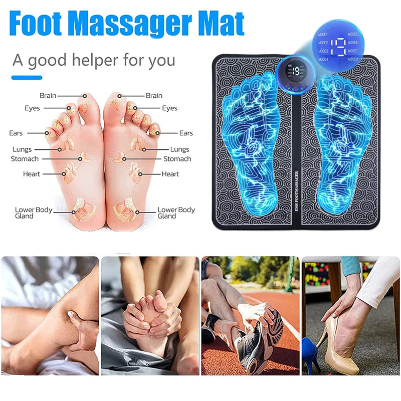 Stylique Glow™ Smart EMS Foot Massager Pad – Rechargeable Muscle Relaxation for Home & Travel