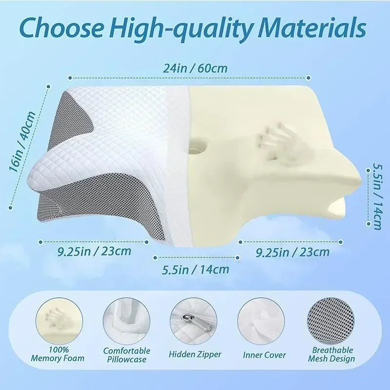 Stylique Glow™ Butterfly Cervical Memory Foam Pillow – Orthopedic Neck Relief & Deep Sleep Support