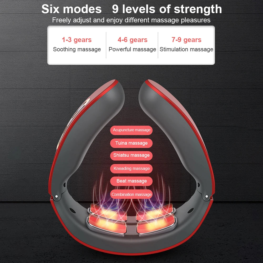 Stylique Glow™ Smart Pulse Neck Massager – Heated 4-Head TENS Cervical Therapy