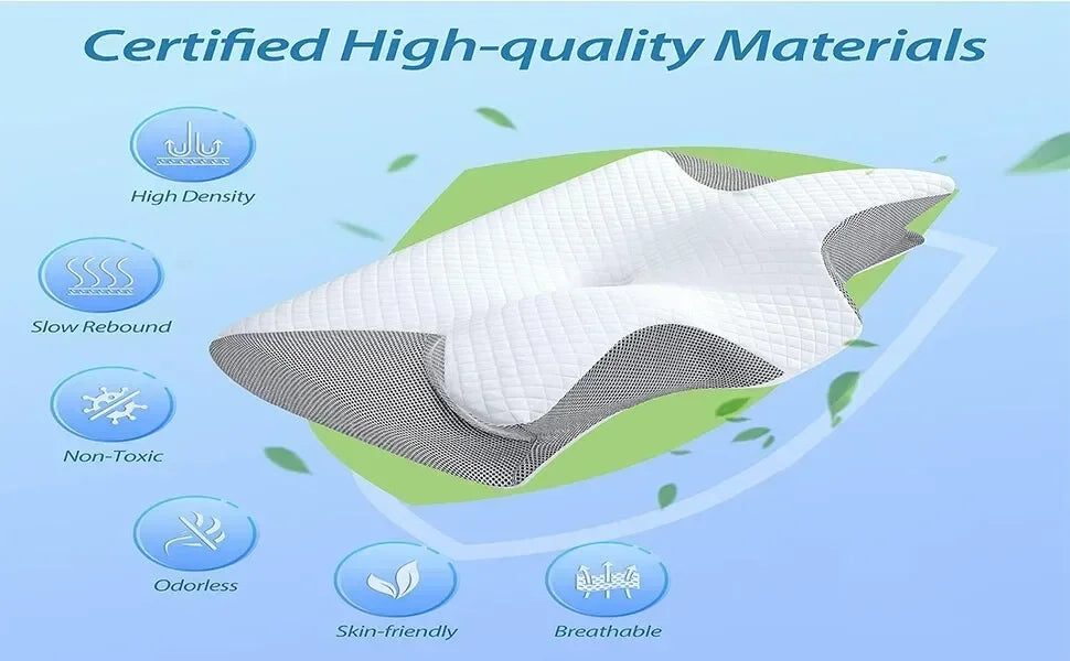 Stylique Glow™ Butterfly Cervical Memory Foam Pillow – Orthopedic Neck Relief & Deep Sleep Support