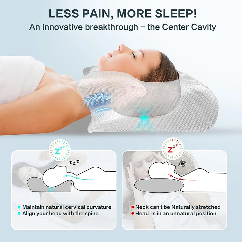 Stylique Glow™ 2-in-1 Orthopedic Memory Foam Pillow – Premium Contour Neck Support for Pain-Free Sleep