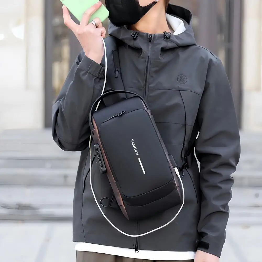 Stylique Glow™ Anti-Theft Urban Crossbody – Men's Oxford Chest Sling Bag for Commute & Casual Style