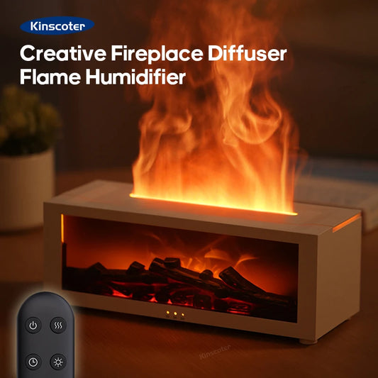 Stylique Glow Flame Aroma Diffuser – LED Fireplace Humidifier with Remote & Essential Oil Function