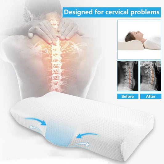 Stylique Glow™ Butterfly Memory Foam Pillow – Orthopedic Neck & Spine Support for Restful Sleep