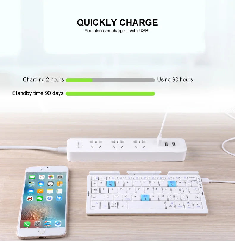BOW Foldable Bluetooth Keyboard – Portable Mini Wireless Aluminum Keypad with Stand | 50% OFF