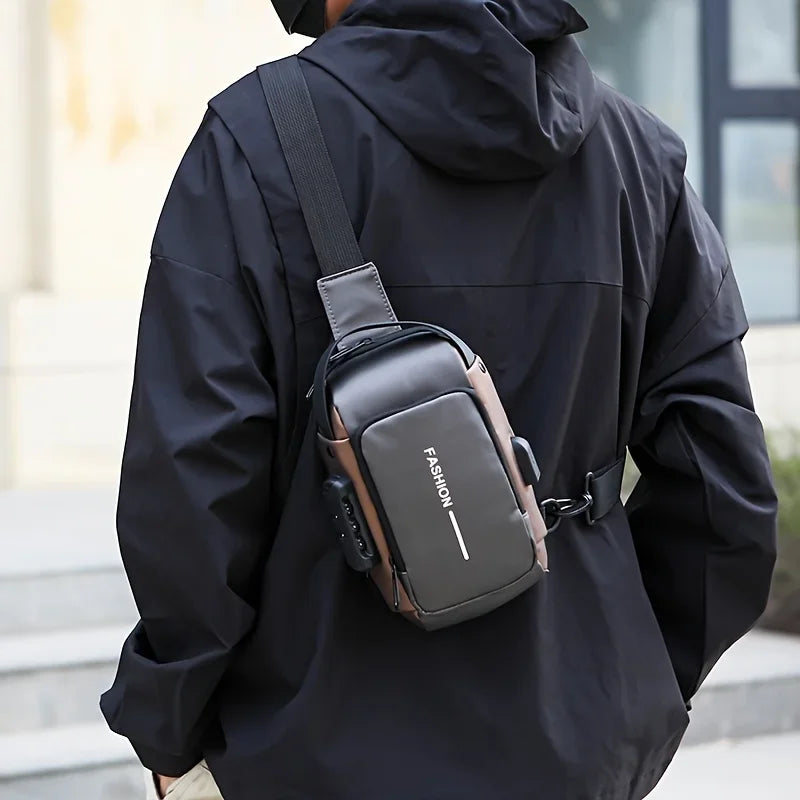 Stylique Glow™ UrbanEdge Sling Bag – Waterproof Men's Crossbody Chest Pack with Phone Pocket
