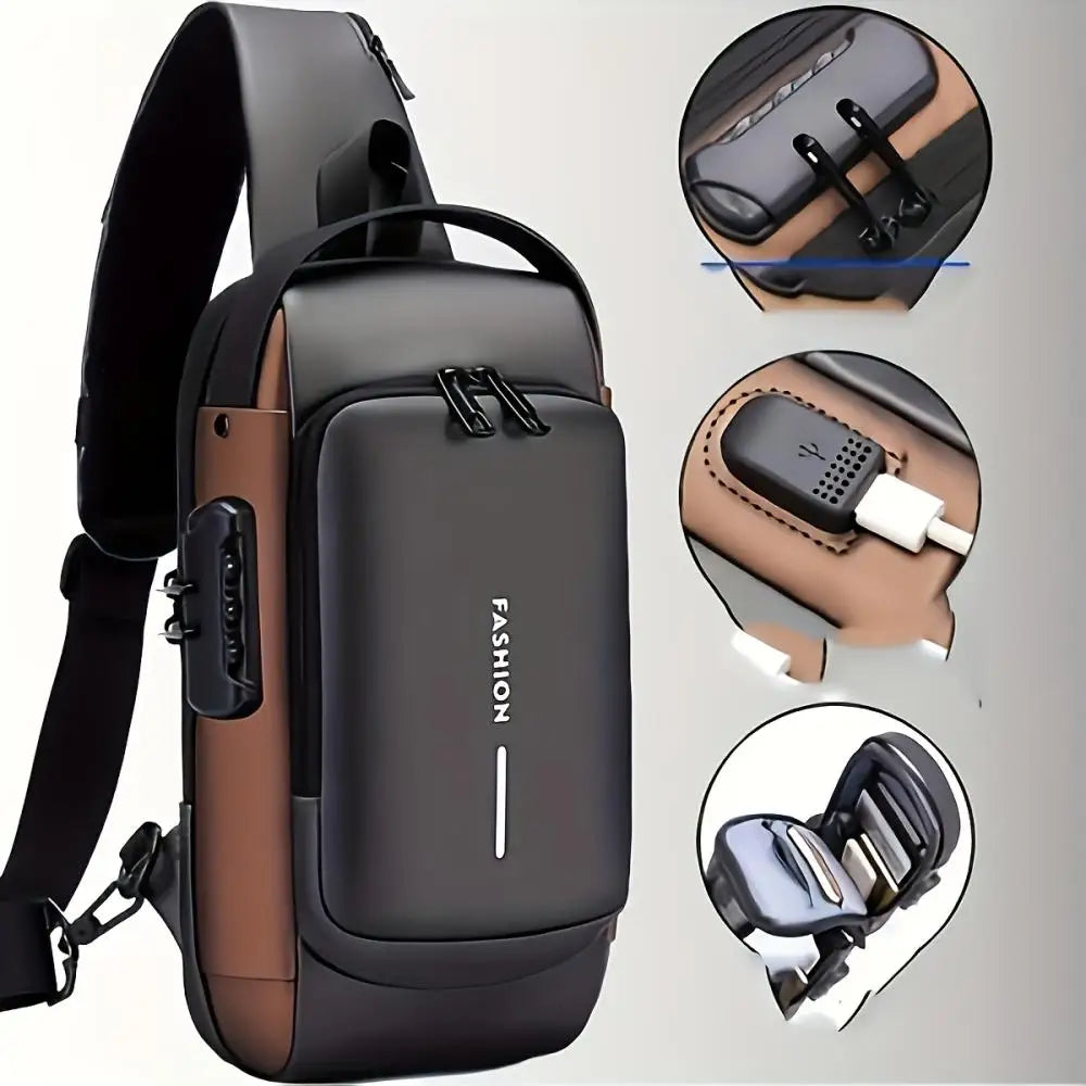 Stylique Glow™ Anti-Theft Urban Crossbody – Men's Oxford Chest Sling Bag for Commute & Casual Style