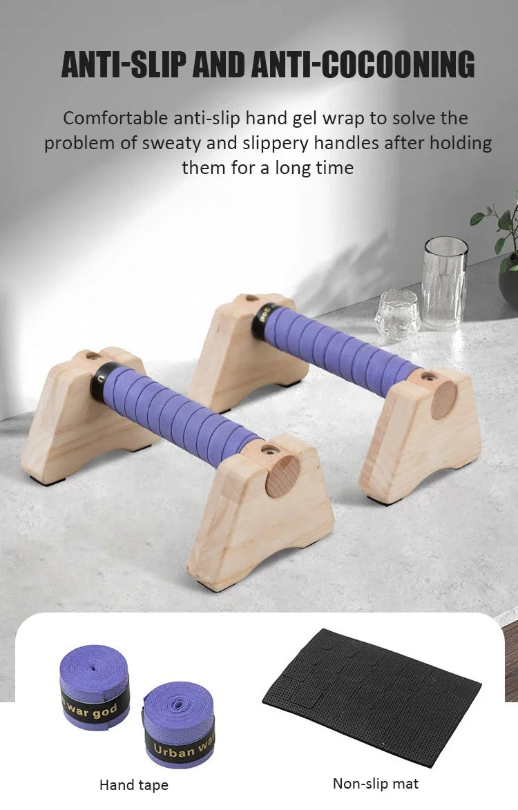 Stylique Glow™ Premium Wooden Push-Up Stand – Non-Slip Beech Wood Parallettes for Home Strength & Calisthenics Training