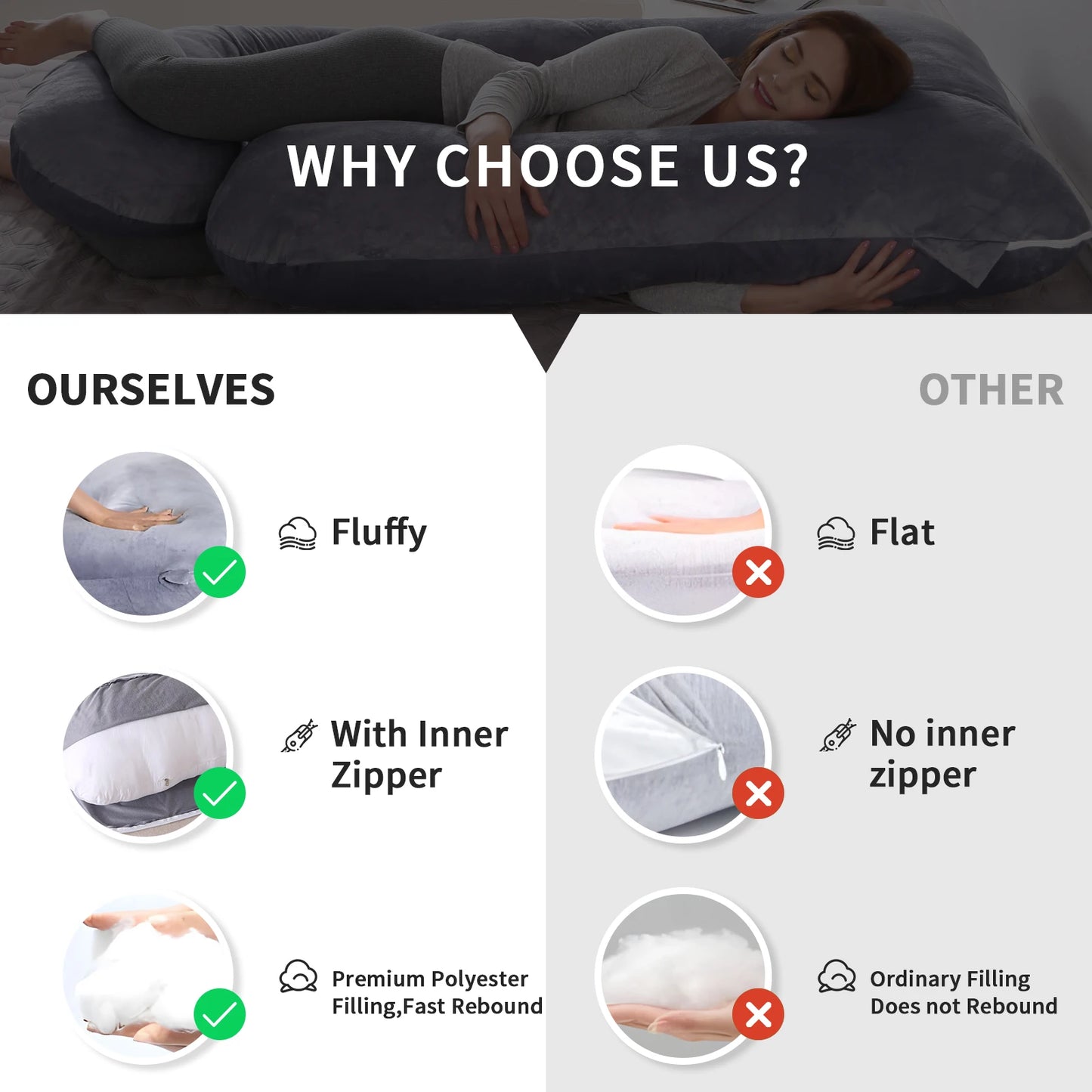 Stylique Glow™ G-Shaped Maternity Pillow – Full Body Pregnancy & Sleep Support Cushion