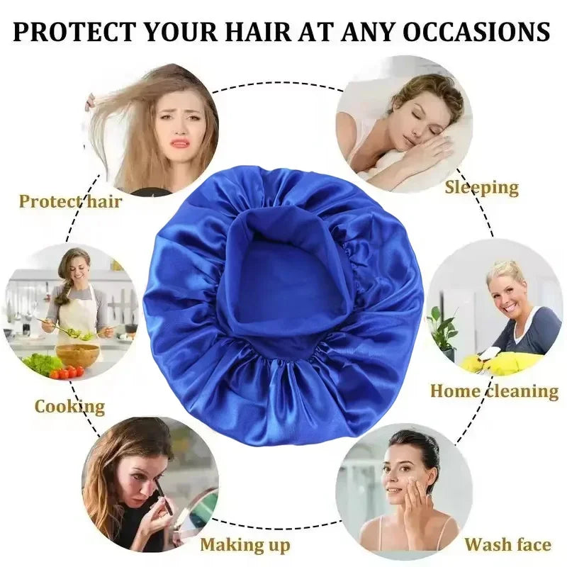 Stylique Glow™ Luxe Silk Sleep Bonnet – Satin Lined Hair Protection for Long & Curly Hair