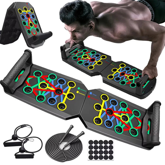 Stylique Glow™ Portable Foldable Push-Up Board – Multifunction Strength Trainer for Chest, Arms, Core & Back